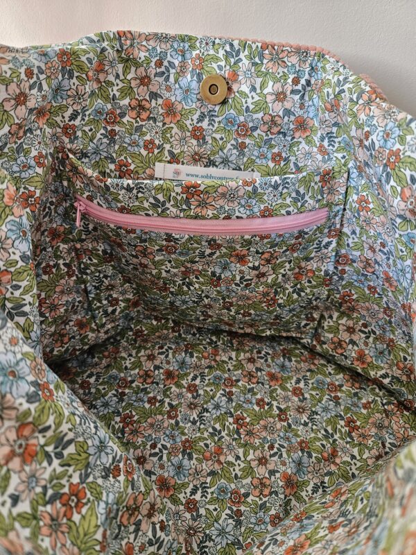 Sac Cabas vieux rose en velours côtelé – Image 2