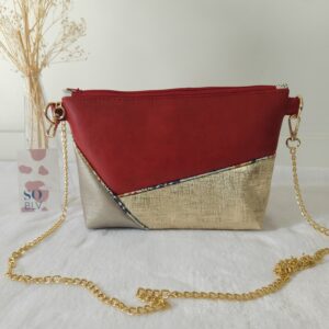 Sac Glam simili-cuir rouge et doré