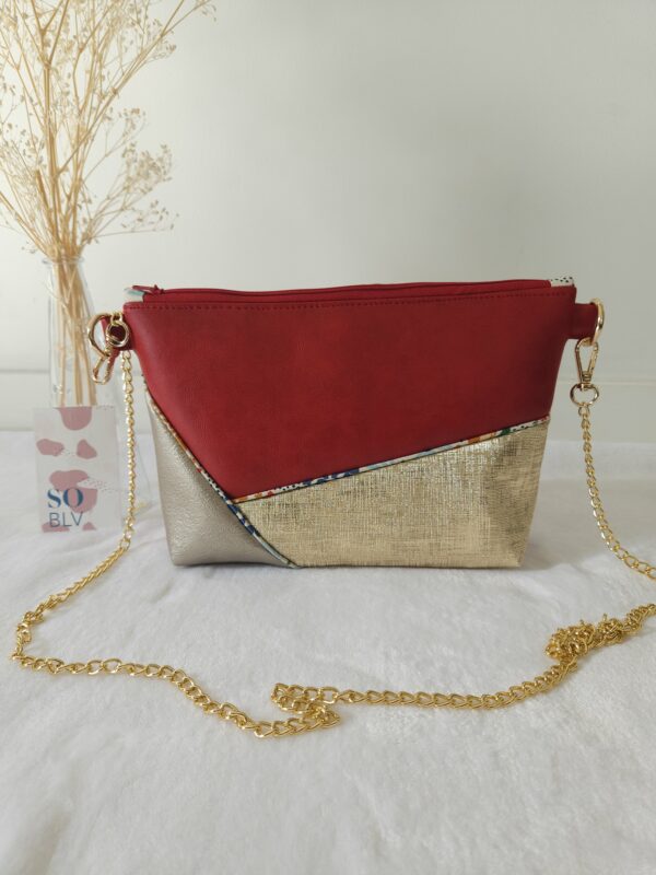 Sac Glam simili-cuir rouge et doré