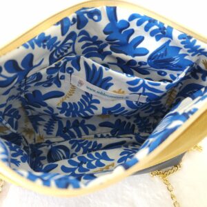 Sac Glam simili-cuir bleu et moutarde