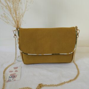 Sac rabat simili-cuir moutarde