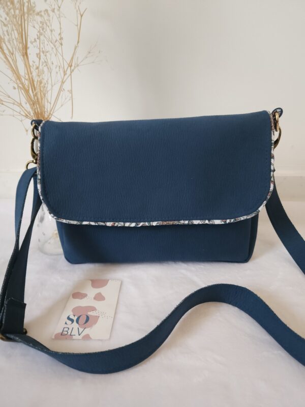 Sac rabat simili-cuir bleu outremer – Image 2