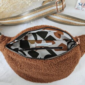 Sac Banane teddy peluche couleur caramel