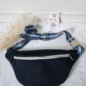 Sac Banane velours côtelé bleu marine