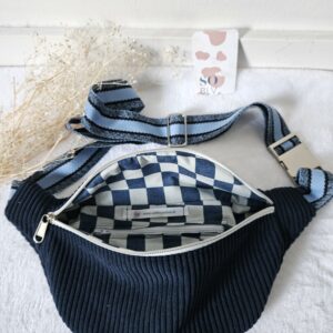 Sac Banane velours côtelé bleu marine