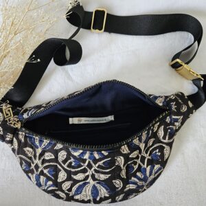Sac Banane coton indien matelassé noir, et bleu
