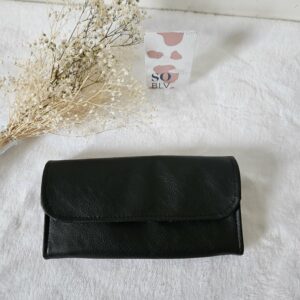 Portefeuille Compagnon noir, intérieur léopard