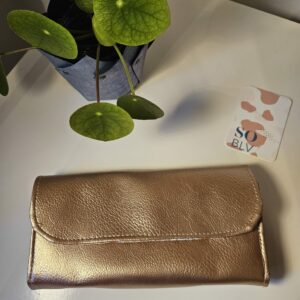 Portefeuille Compagnon beige doré intérieur coton fleuri