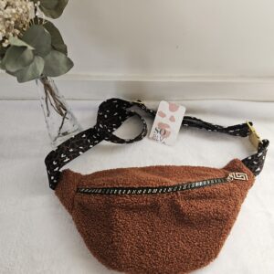 Sac Banane teddy peluche caramel intérieur léopard