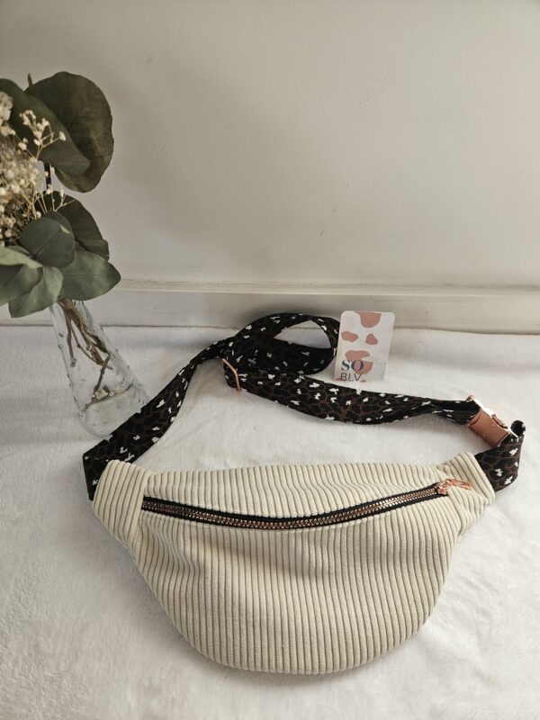 Sac Banane velours côtelé beige