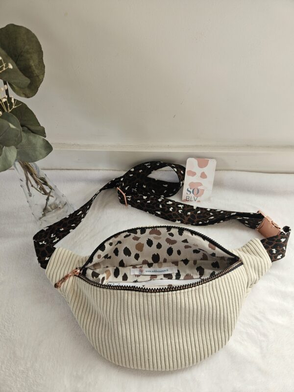 Sac Banane velours côtelé beige – Image 2