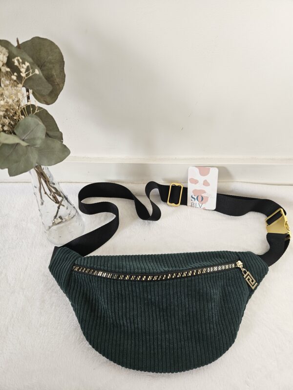 Sac Banane velours côtelé vert foncé
