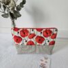 Pochette Girly en tissu coquelicots et velours côtelé beige