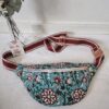 Sac Banane coton indien matelassé turquoise et rouge