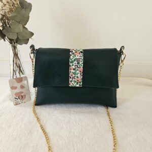 Sac Naya simili-cuir vert intérieur fleuri