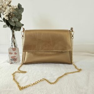 Sac Naya simili-cuir beige doré intérieur fleuri