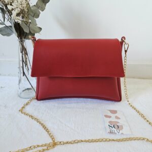 Sac Naya simili-cuir rouge intérieur fleuri