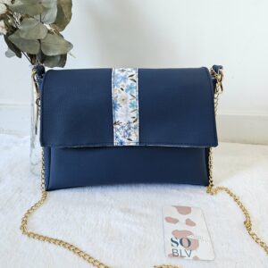 Sac Naya simili-cuir bleu marine intérieur fleuri