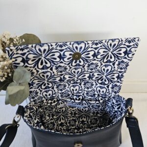 Sac Naya simili-cuir marine intérieur géométrique bleu