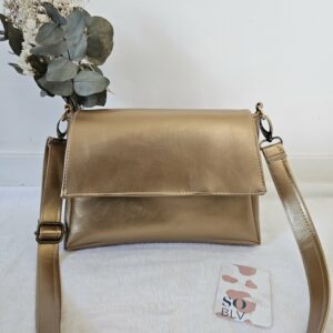 Sac Naya simili-cuir beige doré intérieur léopard beige