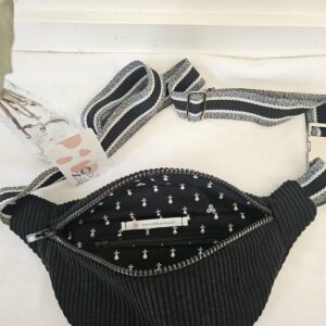 Sac Banane velours côtelé noir intérieur breton fond noir