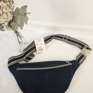 Sac Banane velours côtelé marine