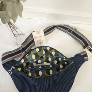 Sac Banane velours côtelé marine