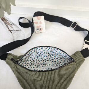 Sac Banane velours côtelé kaki