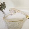 Sac Banane velours côtelé beige intérieur fleuri fond marine
