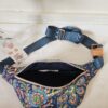 Sac Banane coton indien matelassé bleu fleuri orangé, vert – Image 2