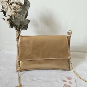 Sac Naya simili-cuir beige doré intérieur « picasso »