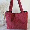 Sac Cabas framboise en velours côtelé