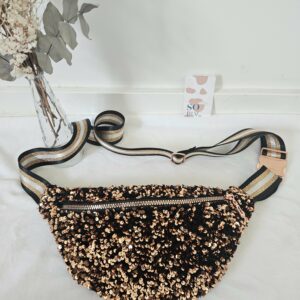 Sac Banane à sequins bronze intérieur noir