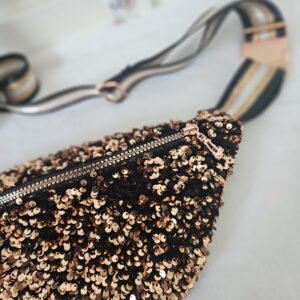 Sac Banane à sequins bronze intérieur noir