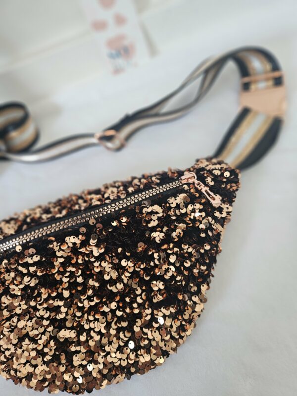 Sac Banane à sequins bronze intérieur noir – Image 2