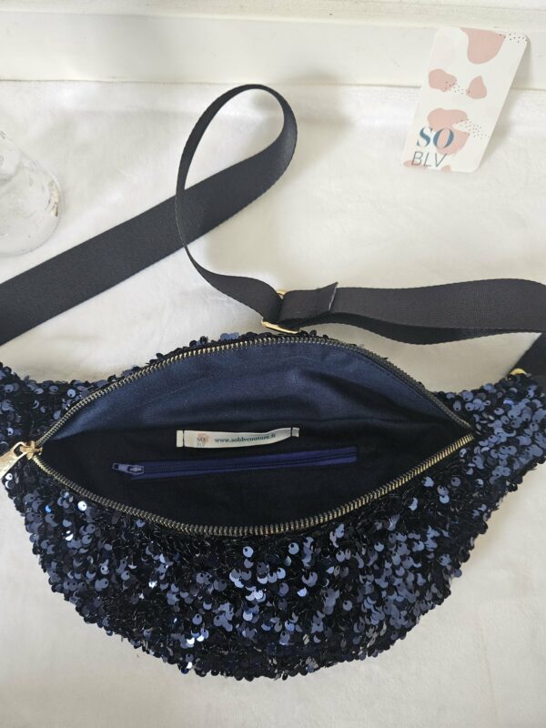 Sac Banane à sequin bleu marine intérieur marine – Image 3