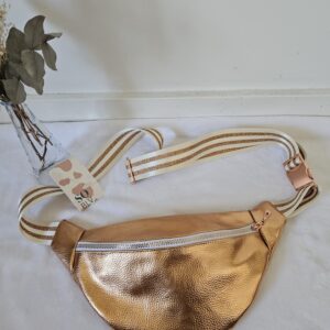 Sac Banane simili-cuir orangé brillant intérieur fleuri