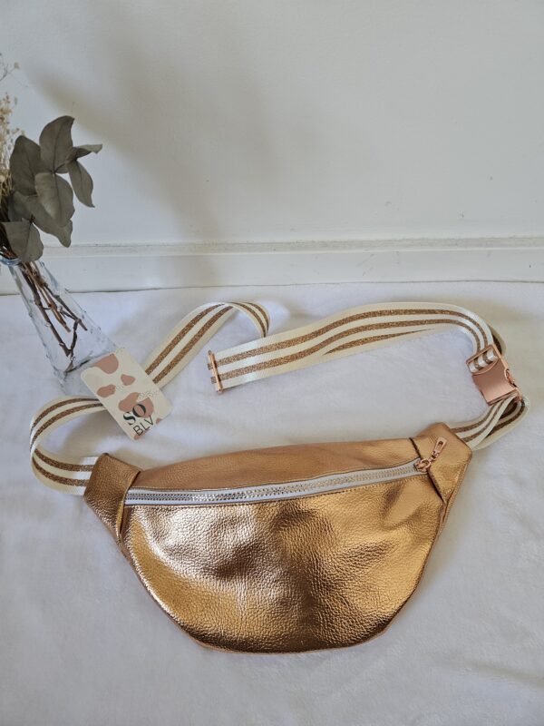 Sac Banane simili-cuir orangé brillant intérieur fleuri