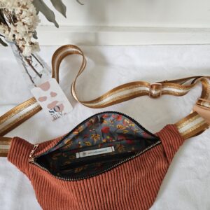 Sac Banane velours côtelé terracotta intérieur automnal