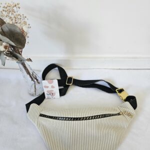 Sac Banane velours côtelé beige intérieur fleuri