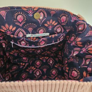 Sac Cabas en velours côtelé rose intérieur coton