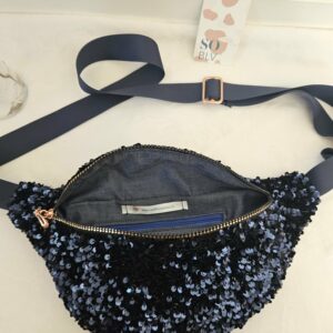 Sac Banane à sequins bleus intérieur bleu jean