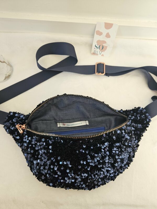 Sac Banane à sequins bleus intérieur bleu jean – Image 2