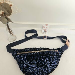 Sac Banane à sequins bleus intérieur bleu jean