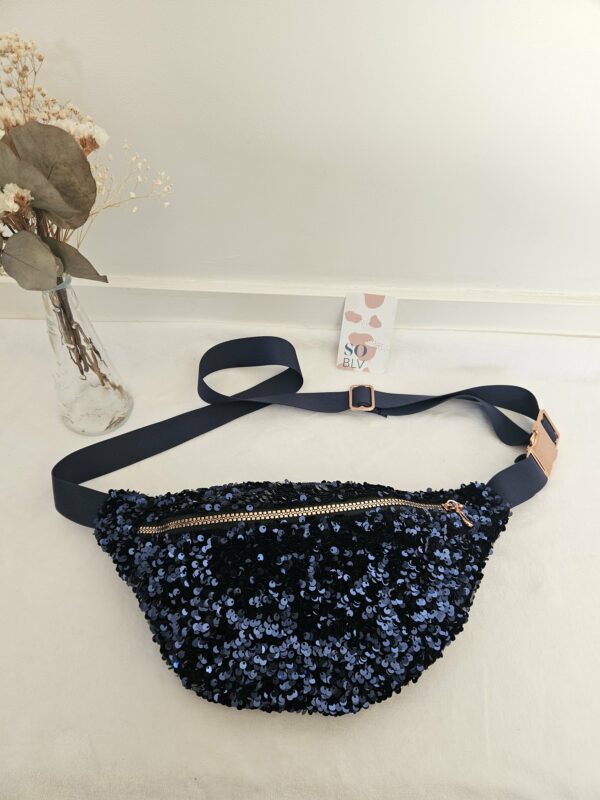 Sac Banane à sequins bleus intérieur bleu jean