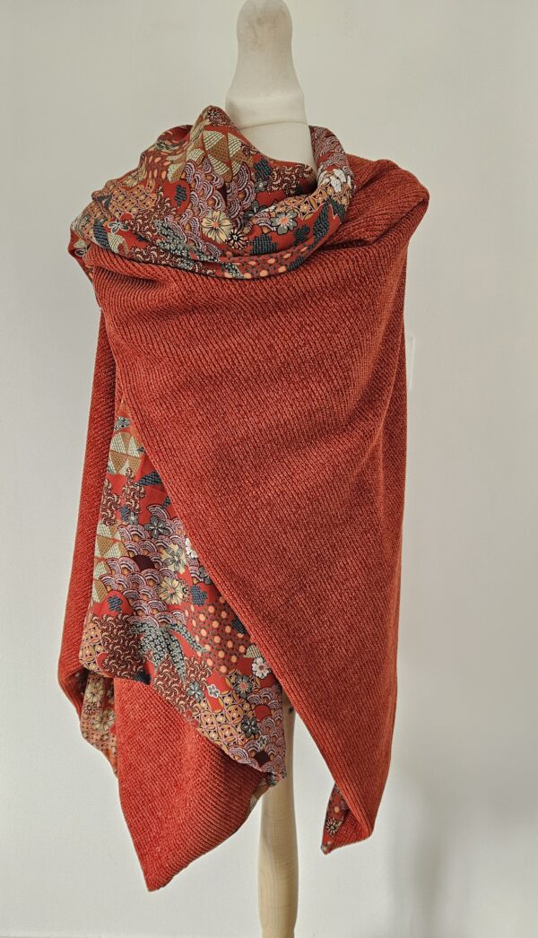 Cape en maille terracotta touche lurex et viscose multicolor