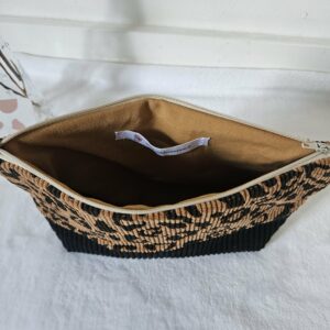 Pochette Girly en velours imprimé léopard et velours côtelé noir