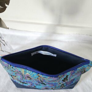 Pochette Girly en tissu imprimé Japonisant et velours côtelé marine