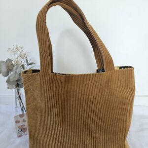 Sac Cabas en velours côtelé moutarde intérieur coton