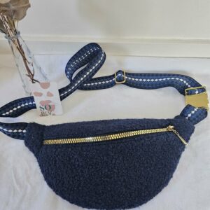 Sac Banane curly bouclette marine intérieur coton / doré
